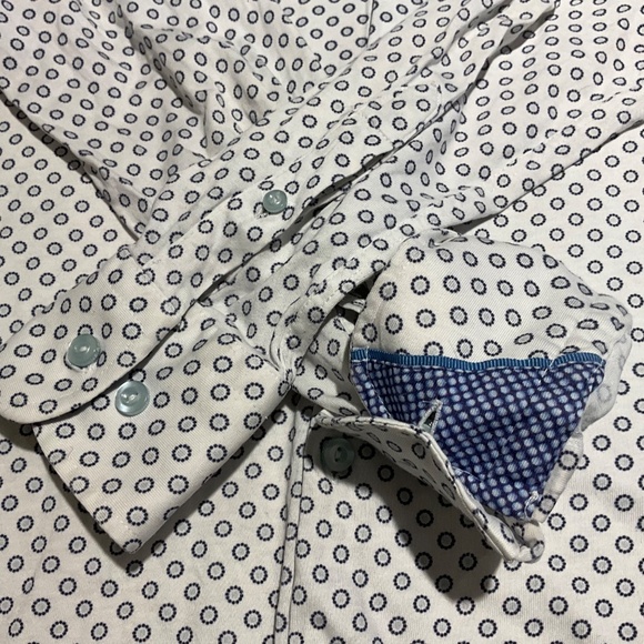 Stone Rose Long Sleeve Button Down 100% Cotton Shirt Size 2 Small Blue White - Picture 8 of 11